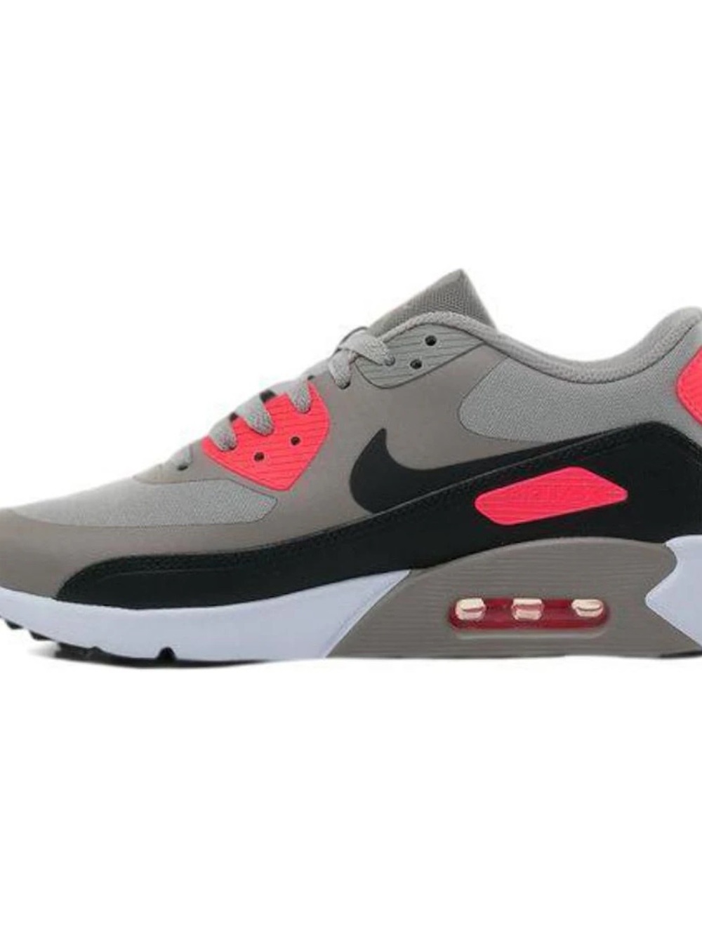 Nike Air Max 90 Ultra 2.0 Gray Sneaker with Hot Pink Accents and Black Swoosh